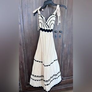 Chic Cream and Black Maxi Dress